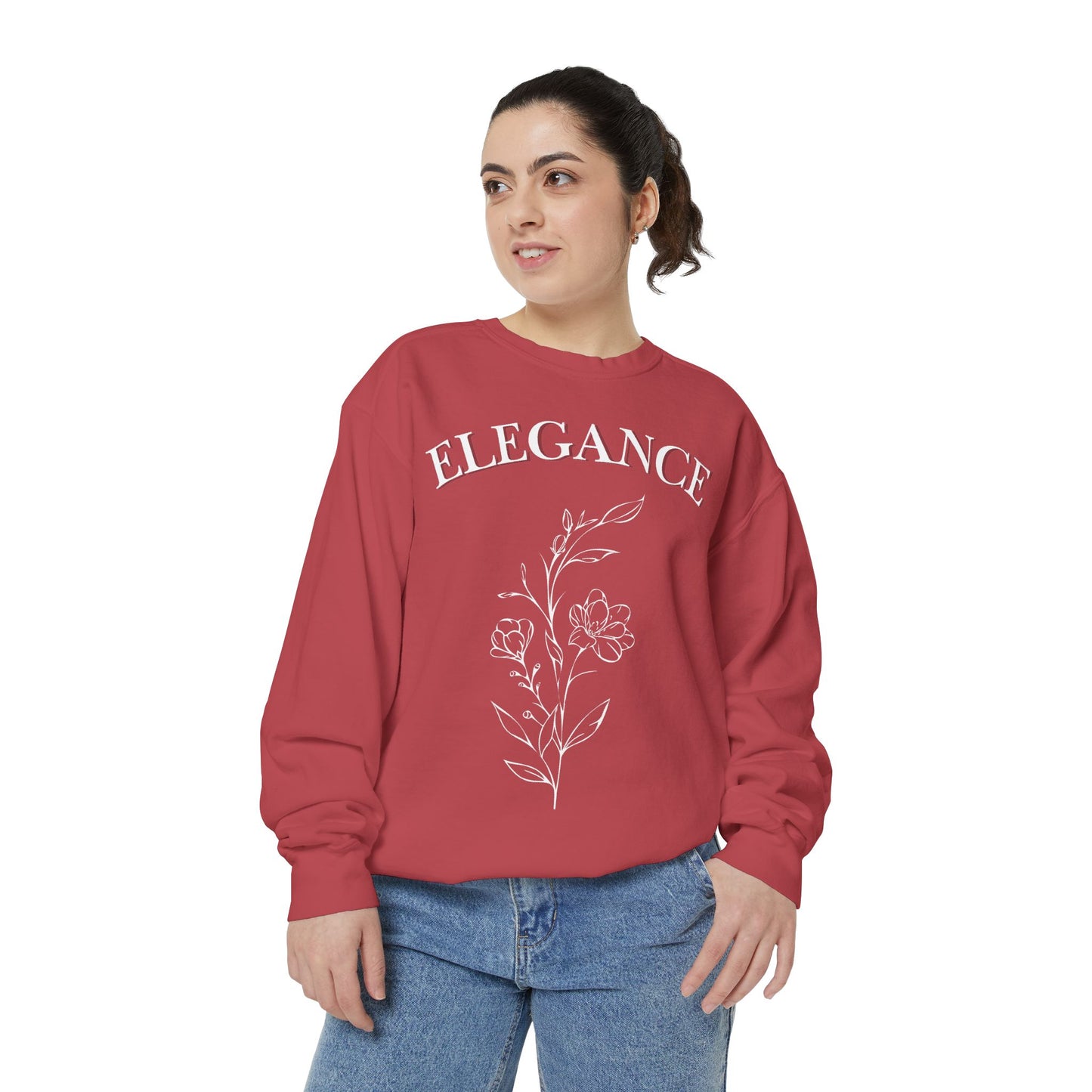 Elegant Floral Sweatshirt, Cozy Sweatshirt, Casual Wear, Layering Top, Gift for Her, Relaxed Style