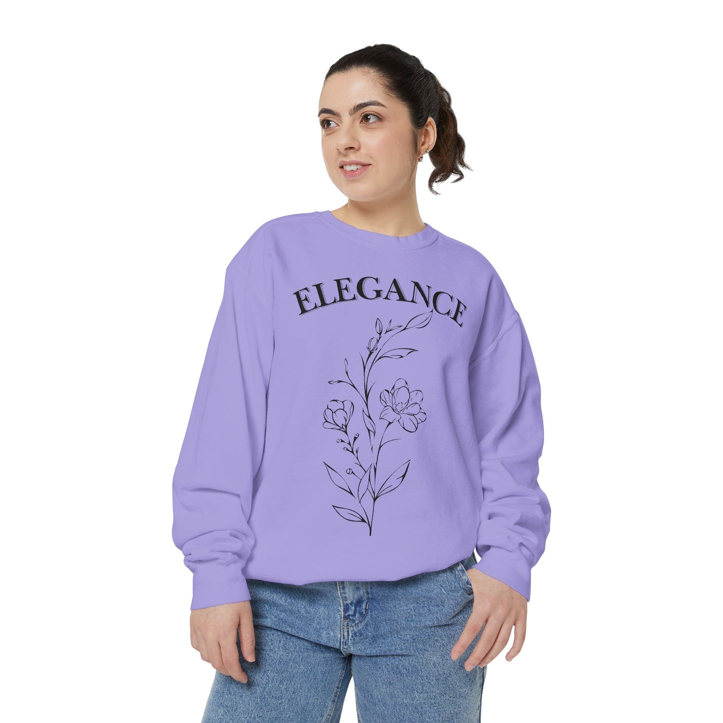 Elegant Floral Sweatshirt, Cozy Sweatshirt, Casual Wear, Layering Top, Gift for Her, Relaxed Style