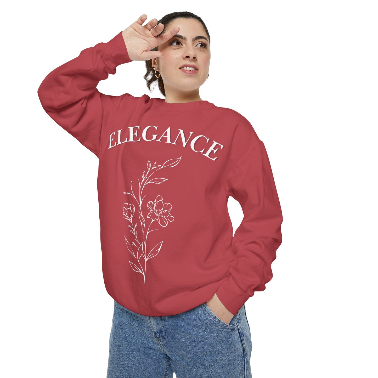 Elegant Floral Sweatshirt, Cozy Sweatshirt, Casual Wear, Layering Top, Gift for Her, Relaxed Style