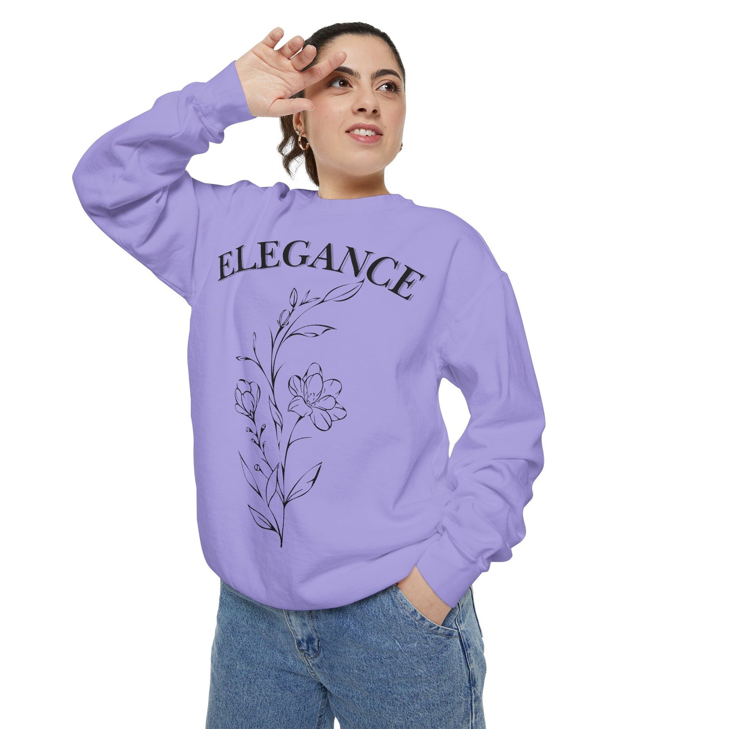 Elegant Floral Sweatshirt, Cozy Sweatshirt, Casual Wear, Layering Top, Gift for Her, Relaxed Style